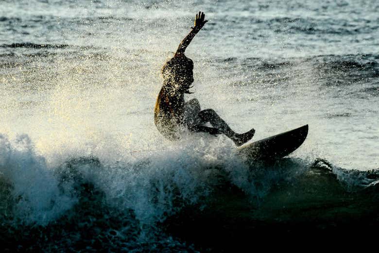 Durante la lezione di surf